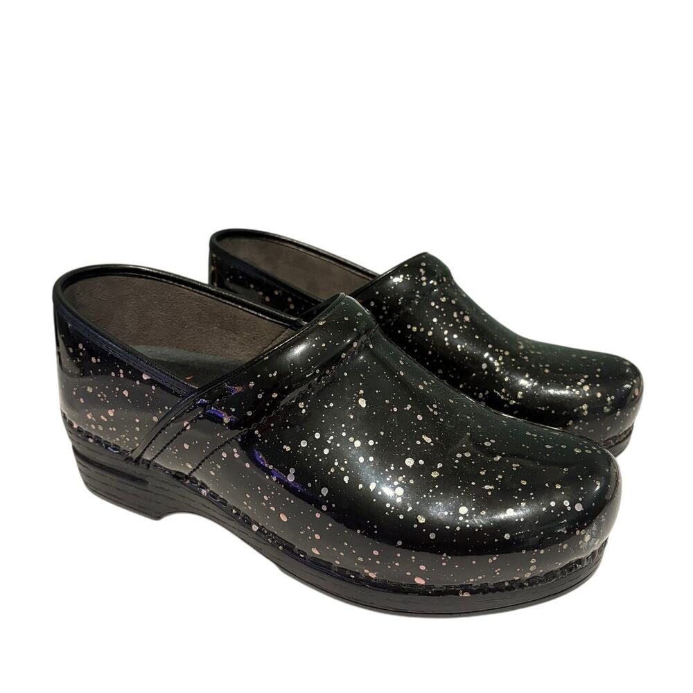 Dansko XP - Black Patent Leather Confetti Sparkle Clogs- Women's 41/ 10-10.5US